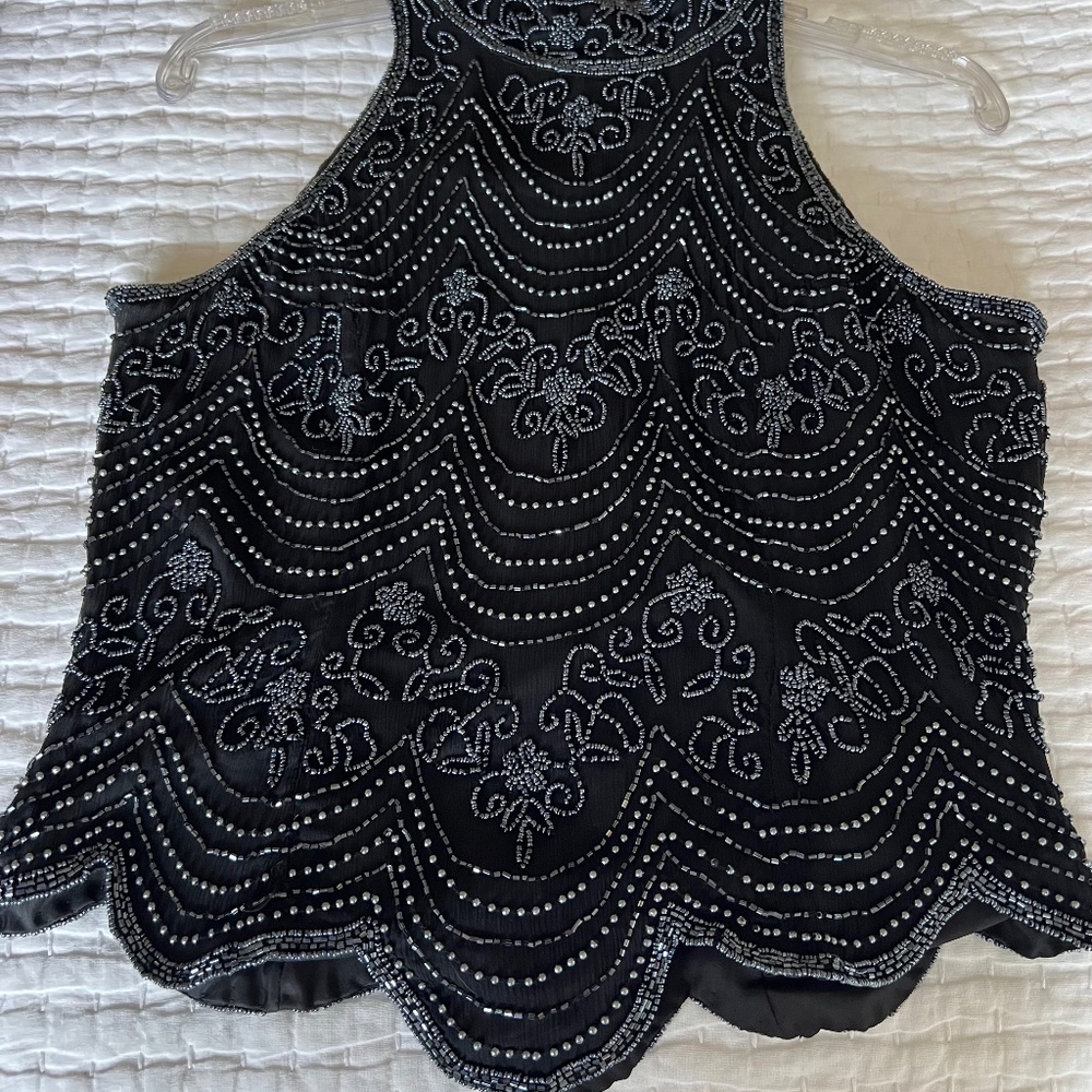 Papell Boutique Evening beaded halter top